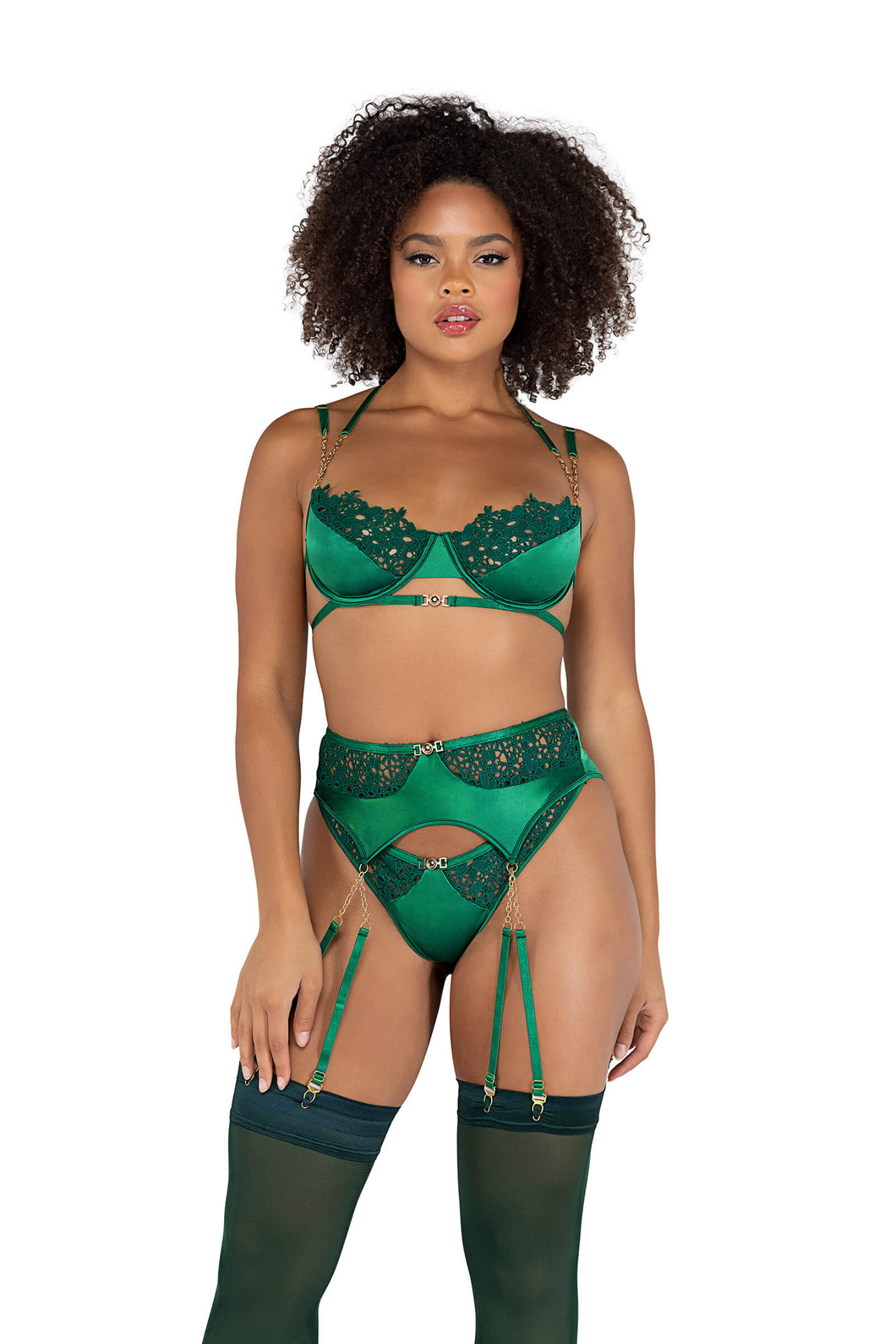 Rania 3pc Embroidery Lace & Satin Bra Set