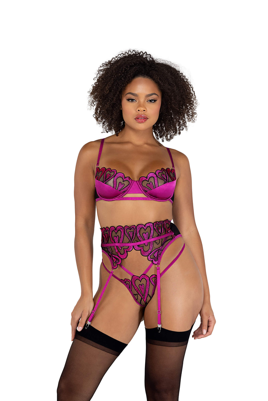 Nia 3PC Sweetheart Gartered Bra Set