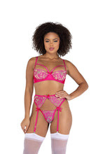 Load image into Gallery viewer, Imani 3PC Floral Gartered Bra Set
